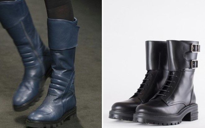 высокие темные ботинки на тракторной подошве