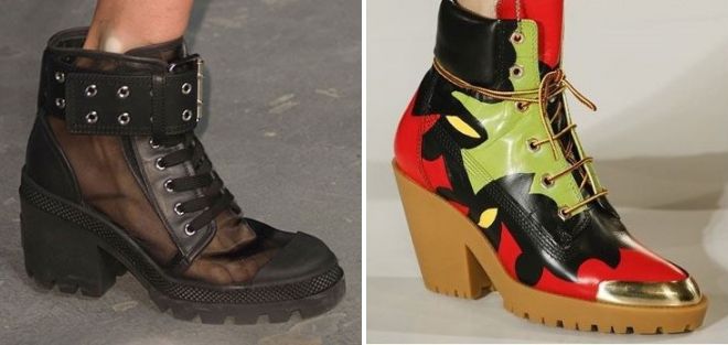 кожаные ботинки на тракторной подошве