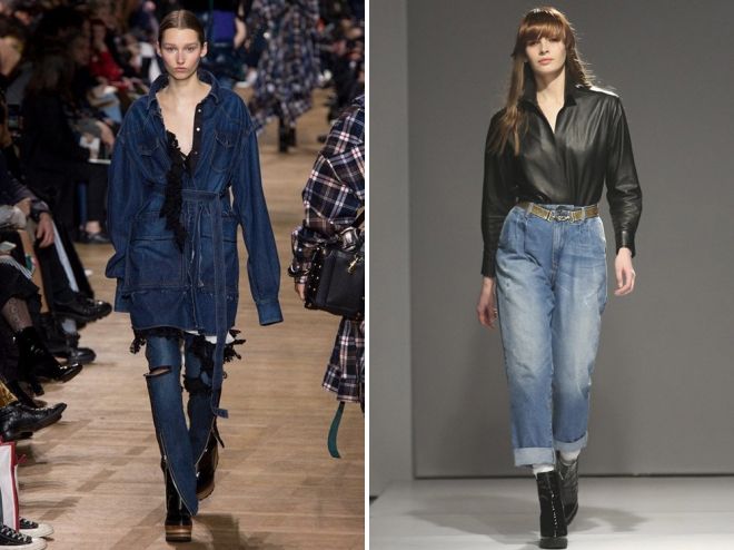 джинсы с ботинками на тракторной подошве