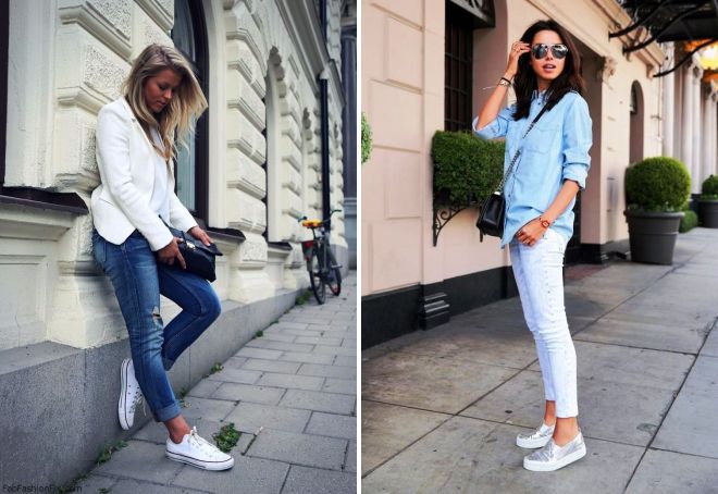 летние кеды с джинсами