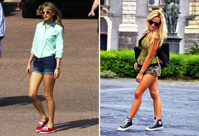 женские летние кеды с шортами