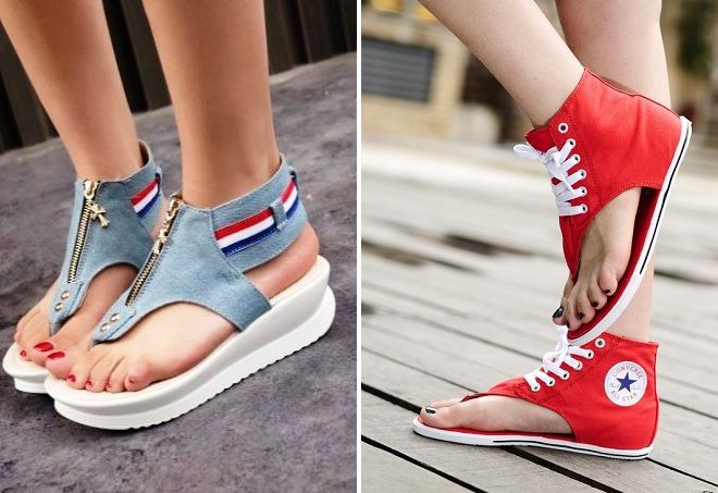 летние кеды через палец