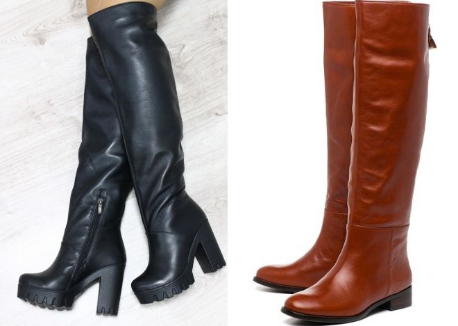 кожаные ботфорты