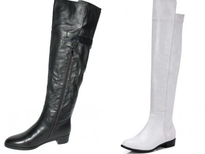 кожаные зимние ботфорты