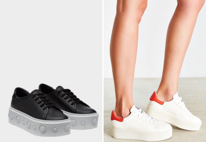  кожаные кроссовки на платформе