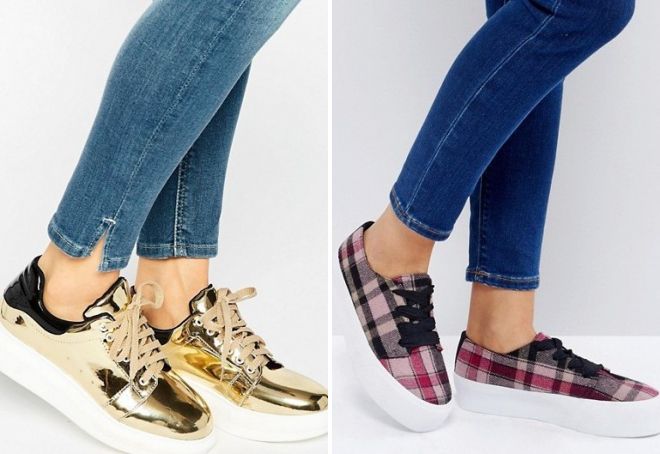 блестящие кроссовки на платформе