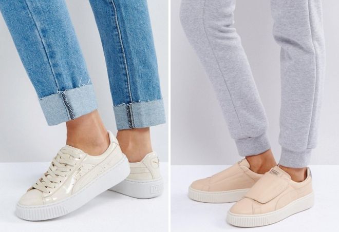 розовые кроссовки на платформе