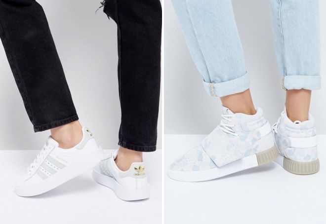 женские белые кроссовки на платформе