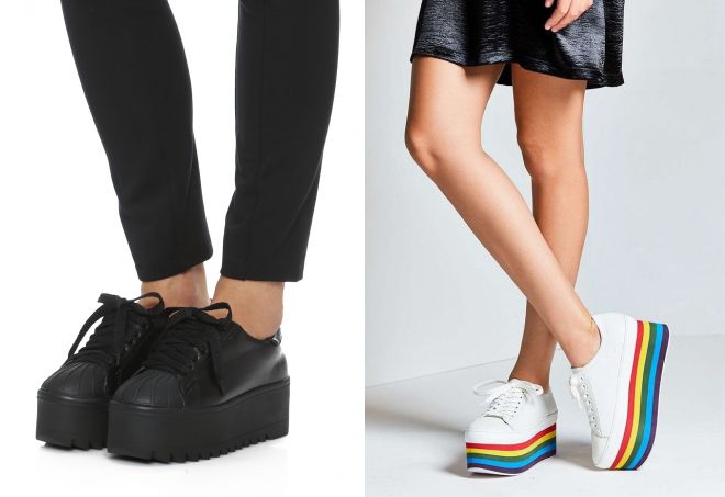 черные женские кроссовки на платформе