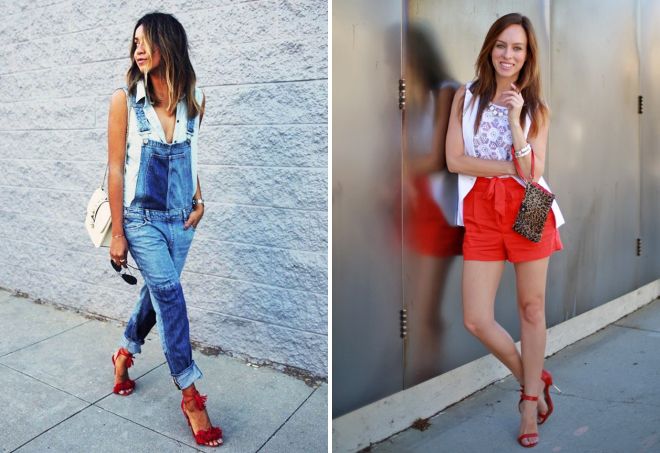 с чем носить красные босоножки