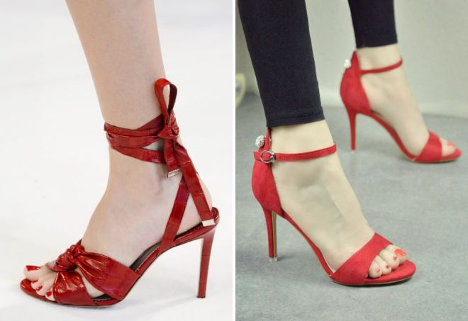 педикюр к красным босоножкам