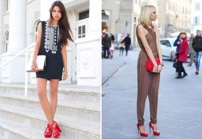 модные красные босоножки