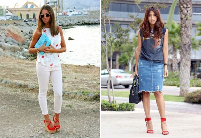 босоножки красного цвета