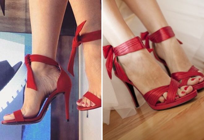 красные босоножки на шпильке