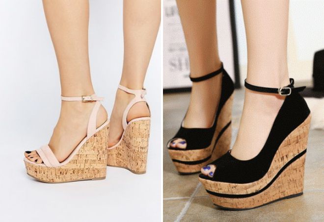 обувь на пробковой танкетке