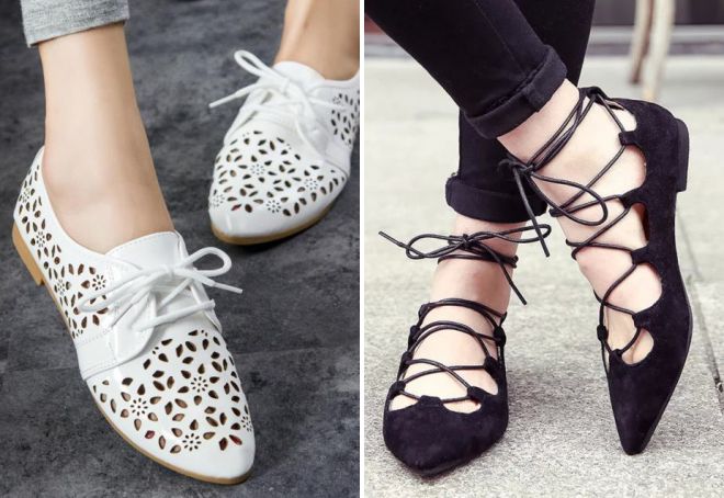 женские летние туфли на шнурках