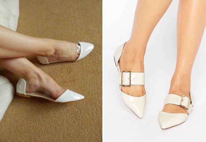 лаковые белые балетки