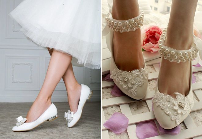 белые свадебные балетки
