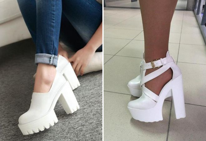 белые туфли на тракторной подошве