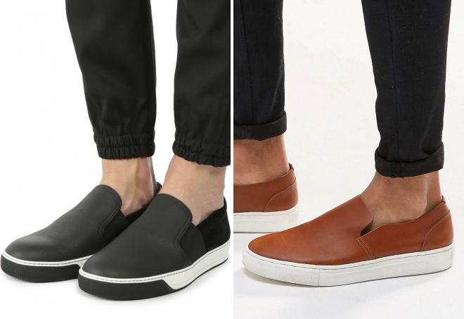 мужские кожаные слипоны