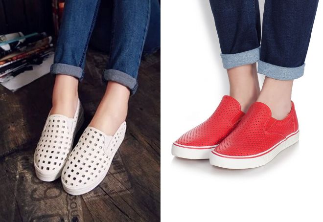 женские кожаные слипоны