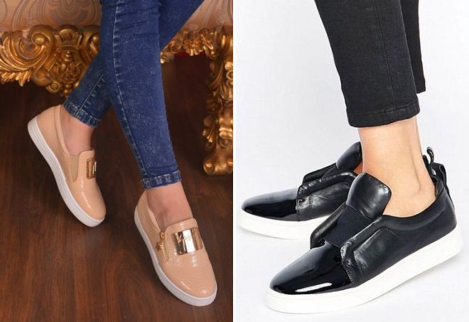 красивые кожаные слипоны