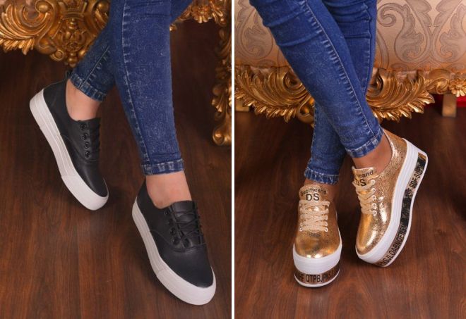 кожаные слипоны на шнурках