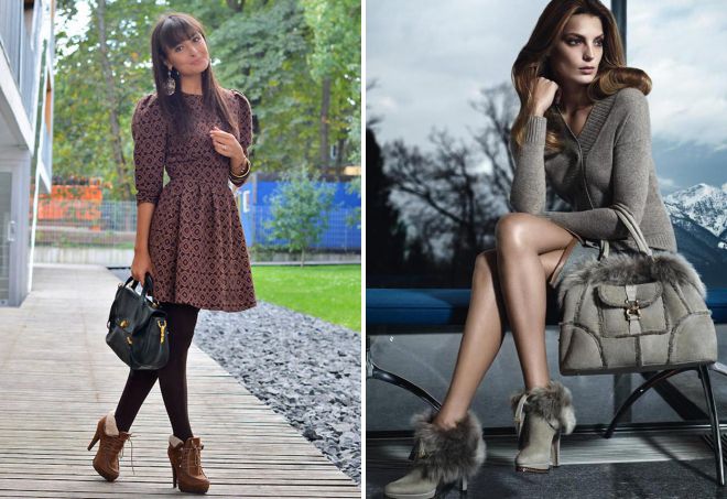 весенние ботильоны с мехом