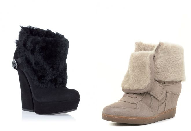 ботильоны на танкетке с мехом