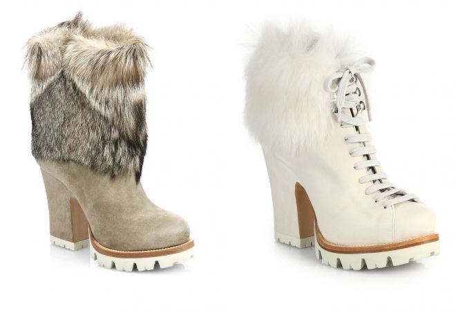 ботильоны с мехом на тракторной подошве