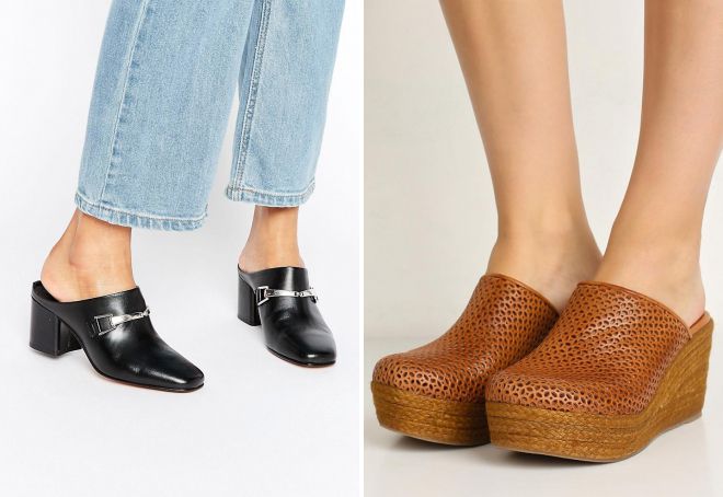 кожаные женские сабо