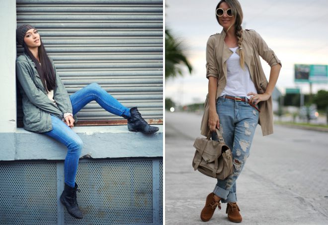 ботильоны без каблука с джинсами