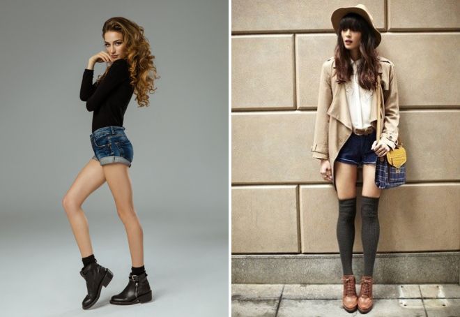 ботильоны без каблука с шортами