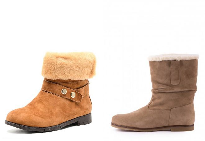 ботильоны без каблука с мехом