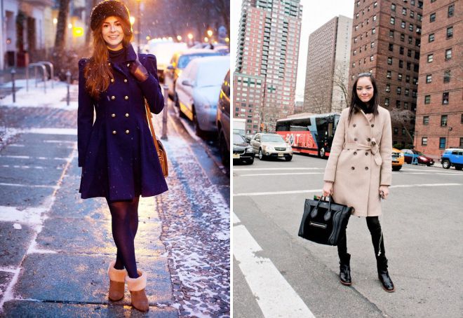 ботильоны без каблука с пальто