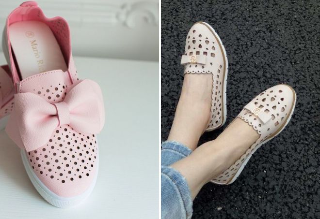 слипоны с бантом в дырочку