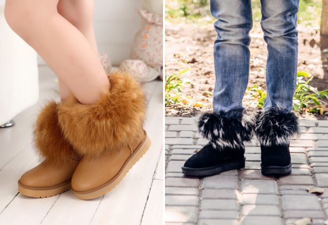 угги с мехом лисы