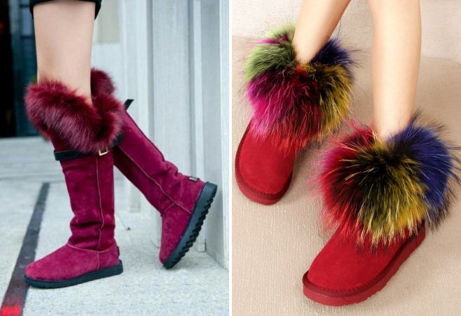 угги с цветным мехом