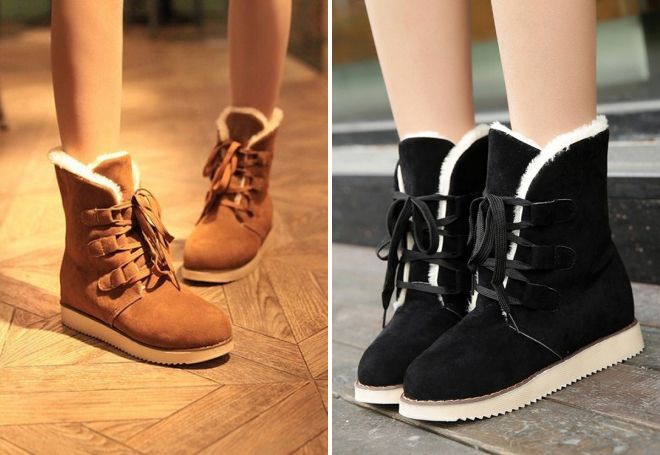 женские угги на шнурках