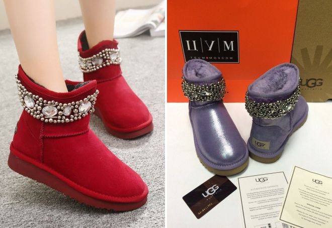 женские угги со стразами