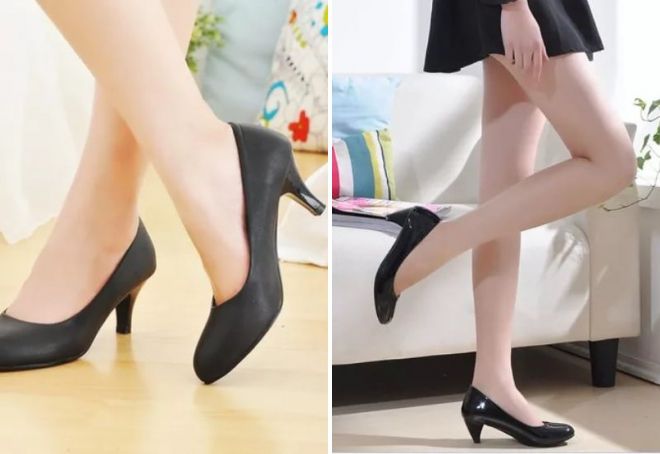 черные туфли лодочки на небольшом каблуке