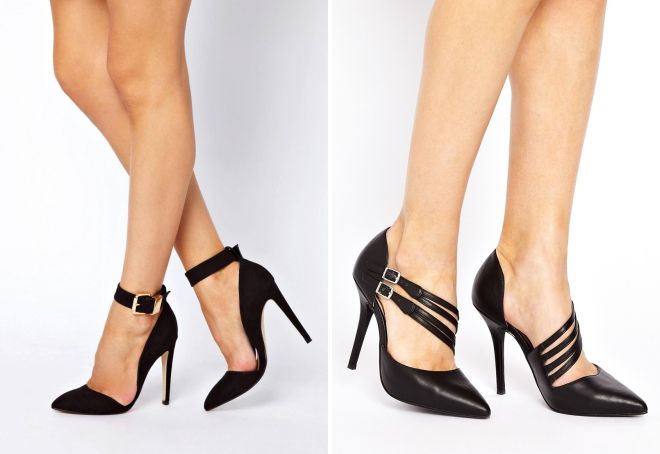 модные черные туфли на каблуке