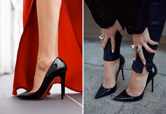 черные туфли лодочки каблуке