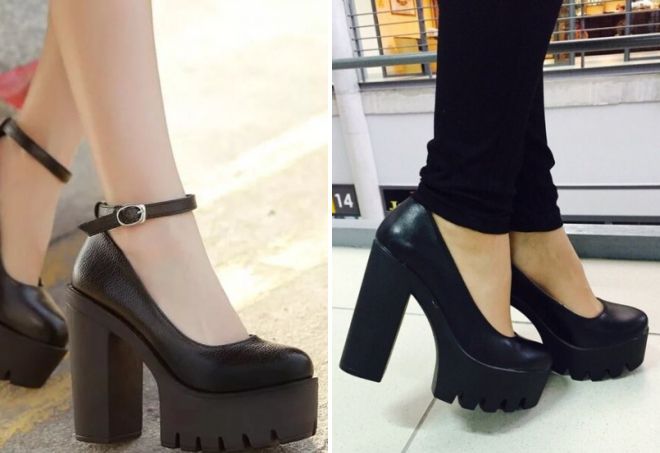 черные туфли на высоком каблуке