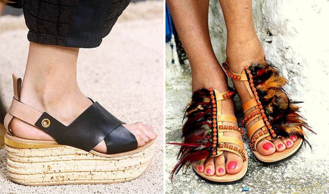 сандалии на танкетке