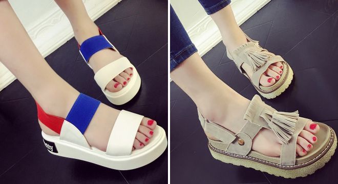 женские сандалии на толстой подошве