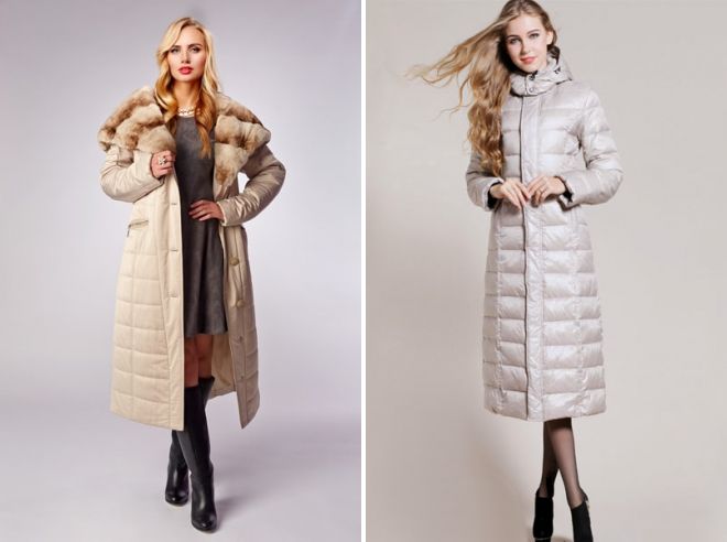 длинные женские пальто пуховики
