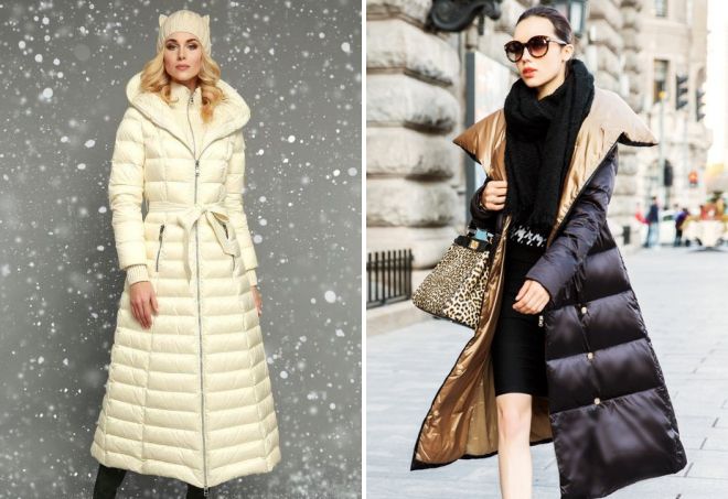 стильные длинные пуховики