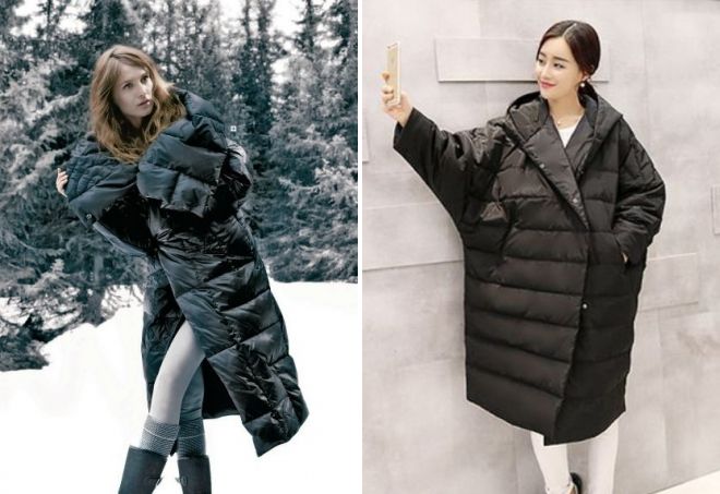 стильные длинные пуховики