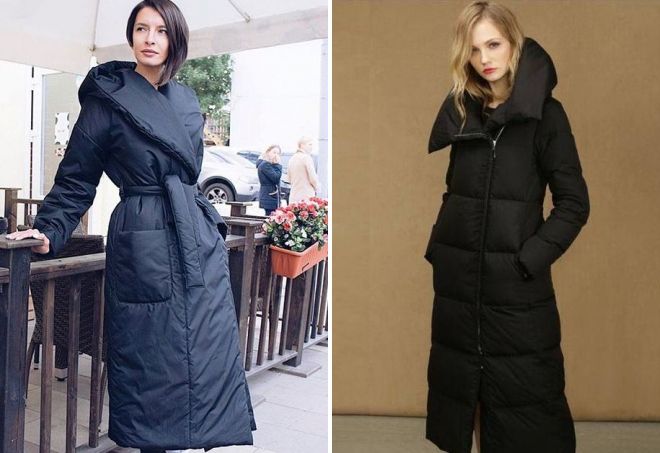  женский длинный пуховик с капюшоном